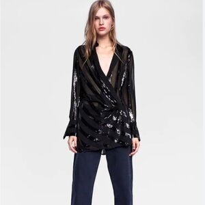 Zara Medium Sequence Tunic blouse NWT​